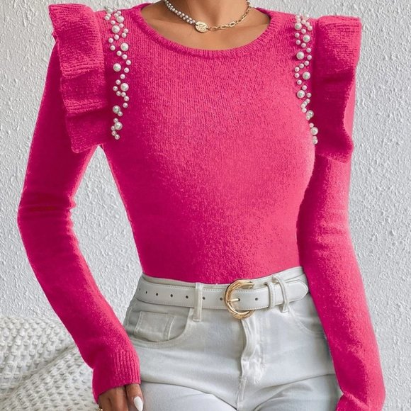Pink Preppy Womens Sweater Top - Picture 3 of 5